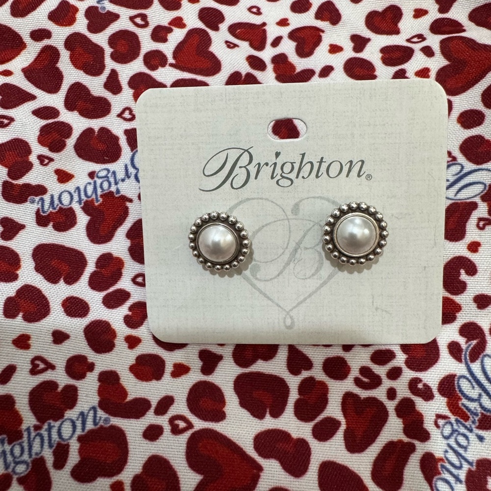 Brighton Silver White Pearl Earrings